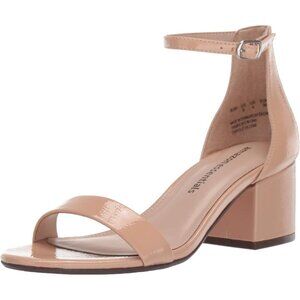 Womens Blh Pu Faux Suede Two Strap Open Rounded Toe Chunky Block Heeled Sandal
